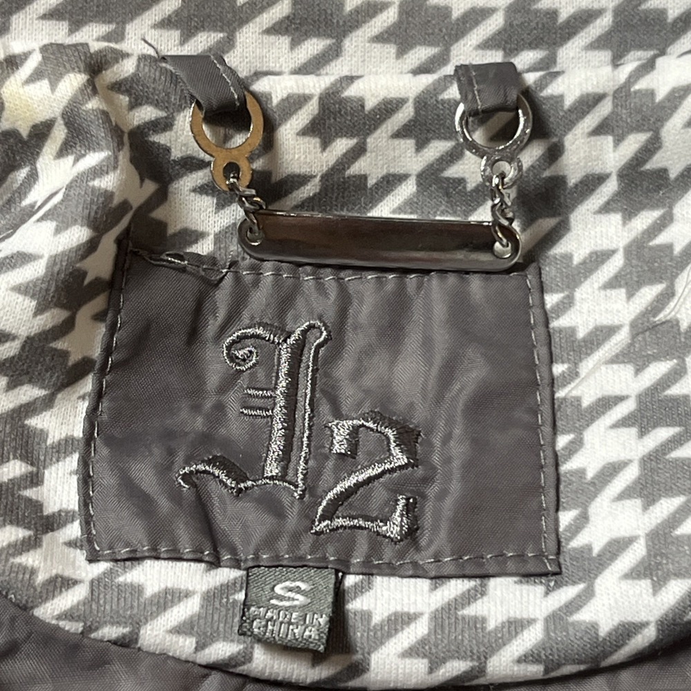 J2 by Jou Jou Houndstooth Jacket Sz S Gray White Button & Tie Preppy Light Coat - Picture 6 of 8